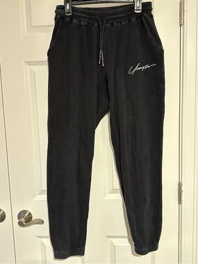 YoungLA Gender Neutral Black Waffle Knit Thermal Joggers Sweatpants XL